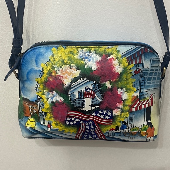 Artistic Expressions by Sharif Handpainted Patriot Holiday bag New with tags - Picture 1 of 13